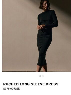 James Perse Black Ruched Long Sleeve Midi Dress NWOT SIZE 0